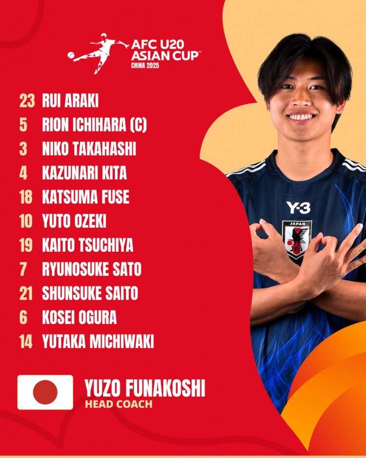  日本U20vs敘利亞U20首發(fā):高橋仁胡、佐藤龍之介出戰(zhàn) 高岡伶颯替補